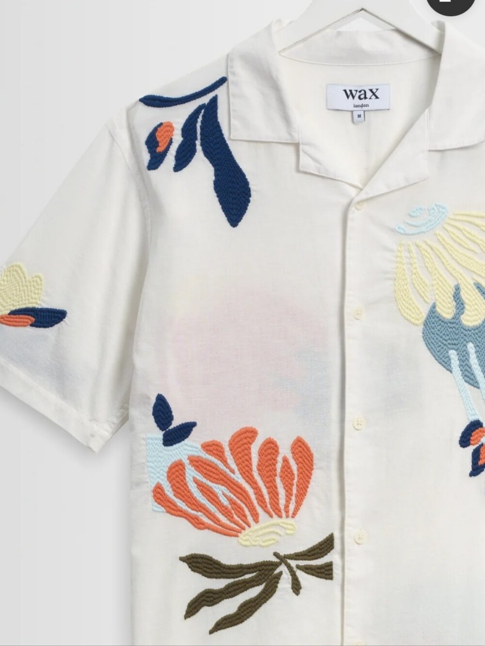 Wax London Ecru Short-Sleeve Embroidered Flower Shirt - Picture 7 of 7